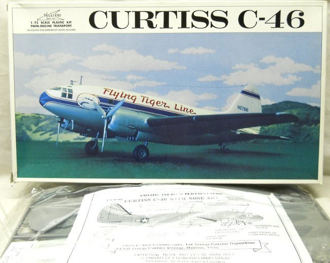 Williams Brothers 1/72 Curtiss C-46 Commando With 'Back Breakers' Nose Art Decals Burma 1945 - Flying Tigers or USAAF, 72-346 plastic model kit